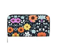 WZYCWB Blue underwater world of fish Leather clutch bags zipper wallets and card holders are perfect for travel or daily use, Beautiful Colourful Flowers, One Size
