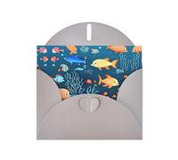 WZYCWB Blue underwater world of fish Printed Gray Pearlescent Paper Holiday Cards 6x4 Inches - With Envelopes for Birthdays, Weddings, and Condolences