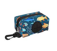 WZYCWB Blue underwater world of fish Printed Pet Travel Storage Bag - Portable Drawstring Cleanup Bag for Hiking and Camping