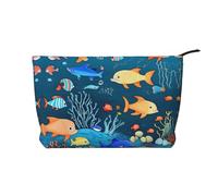 WZYCWB Blue Underwater World of Fish Printed Travel Cosmetic Bag, Perfect for Business Trips and Vacations.