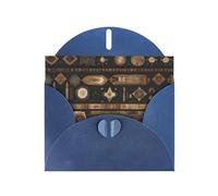 WZYCWB Bohemian style Printed Blue Pearlescent Paper Holiday Card with Envelope. Suitable for birthday wishes wedding congratulations and condolences.