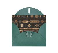 WZYCWB Bohemian style Printed Dark Green Pearlescent Paper Holiday Card with Envelope. Suitable for birthday wishes wedding congratulations and condolences.