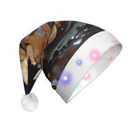 WZYCWB Bohemian White Lotus Adult Santa Hats, Plush New Year Christmas Party Gifts, Unisex New Year LED Light Santa Hats