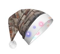 WZYCWB bricks Patterns Santa Hat | Plush Glowing Holiday Hat for Christmas, New Year's, and Party Events