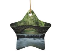 WZYCWB Bridge over the River patterned Star Shape ceramic pendant, perfect for decorating your home Christmas tree for winter parties