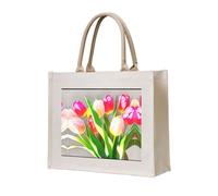 WZYCWB Bright tulips Printed three-dimensional canvas tote bag suitable for travel, work, fitness, camping and beach carrying