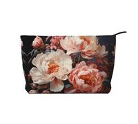 WZYCWB Bright White Peonies Patterned Toiletry Storage Bag, Essential for organizing Cosmetics and Skincare Products.