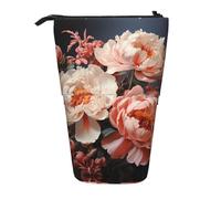 WZYCWB Bright White Peonies Printed Retractable Pen Holder Suitable for use as a Simple Cosmetic Bag, Wallet, etc.