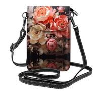 WZYCWB Brightly colored peonies Lightweight leather crossbody phone bag, women's shoulder bag cell phone wallet, travel bag with credit card slots,