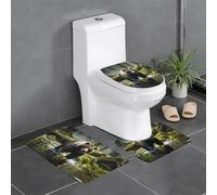 WZYCWB brown bear pounce 3-piece bathroom rug set, bedroom doormat, kitchen mat, bathtub, and home decor