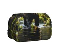 WZYCWB brown bear pounce Patterned Portable Pencil Case ideal for organizing pens in the office or storing makeup brushes