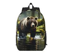 WZYCWB brown bear pounce Printed backpack with pockets - suitable for work, business trips, travel, sports