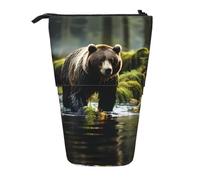 WZYCWB Brown Bear Pounce Printed Retractable Pen Holder for Dorm or Office use.
