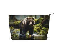 WZYCWB Brown Bear Pounce Printed Travel Cosmetic Bag, Perfect for Business Trips and Vacations.