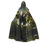 WZYCWB brown bear pouncePatterned Hooded Cape Adult Robe Suitable for Family Gatherings Stage Performances Cosplay and Halloween Parties
