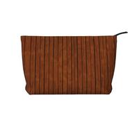 WZYCWB Brown wood pattern Corduroy cosmetic bag, women's portable zipper handbag purse, suitable for travel and daily storage, cosmetics