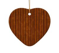WZYCWB Brown wood pattern patterned Heart Shape ceramic pendant, perfect for decorating your home Christmas tree for winter parties