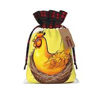 WZYCWB Burlap Drawstring Gift Bags, Bird's Nest Golden Chicken Christmas Party Supplies Decoration Bags, Christmas Gift Bags 8.3 * 11.8 Inch