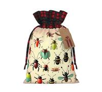 WZYCWB Burlap Drawstring Gift Bags, Cartoon small insects Christmas Party Supplies Decoration Bags, Christmas Gift Bags 8.3 * 11.8 Inch