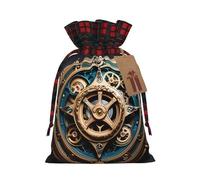 WZYCWB Burlap Drawstring Gift Bags, Cool Steampunk Gears Christmas Party Supplies Decoration Bags, Christmas Gift Bags 8.3 * 11.8 Inch