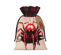 WZYCWB Burlap Drawstring Gift Bags, Cute little red spider Christmas Party Supplies Decoration Bags, Christmas Gift Bags 8.3 * 11.8 Inch