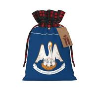 WZYCWB Burlap Drawstring Gift Bags, Louisiana State Flag Christmas Party Supplies Decoration Bags, Christmas Gift Bags 8.3 * 11.8 Inch