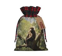 WZYCWB Burlap Drawstring Gift Bags, Monkey sitting on a tree Christmas Party Supplies Decoration Bags, Christmas Gift Bags 8.3 * 11.8 Inch
