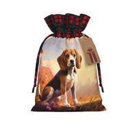 WZYCWB Burlap Drawstring Gift Bags, Nerdy Beagle Christmas Party Supplies Decoration Bags, Christmas Gift Bags 8.3 * 11.8 Inch