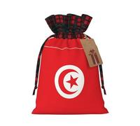 WZYCWB Burlap Drawstring Gift Bags, Tunisian flag Christmas Party Supplies Decoration Bags, Christmas Gift Bags 8.3 * 11.8 Inch