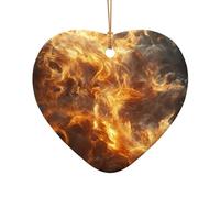 WZYCWB Burning flame patterned Heart Shape ceramic pendant, perfect for decorating your home Christmas tree for winter parties