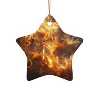 WZYCWB Burning flame patterned Star Shape ceramic pendant, perfect for decorating your home Christmas tree for winter parties