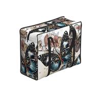 WZYCWB Butterfly Floral Print Storage Tote Bag for Adults, 48.7L Capacity, 53x40x23cm, Polyester, Zippered Closure, Foldable with Reinforced Handles
