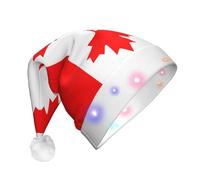 WZYCWB Canadian flag Adult Santa Hats, Plush New Year Christmas Party Gifts, Unisex New Year LED Light Santa Hats