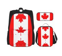 WZYCWB Canadian flag Backpack (3-piece set), large capacity backpack, student school bag, pencil case, lunch bag combination