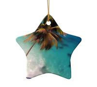 WZYCWB Caribbean Islands patterned Star Shape ceramic pendant, perfect for decorating your home Christmas tree for winter parties