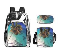 WZYCWB Caribbean Islands Printed backpack set | Lunch bag and pencil case | Perfect for work, business trips, and vacations.