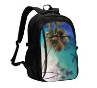 WZYCWB Caribbean Islands Printed laptop backpack, business men's commuter backpack, computer bag with USB port charging