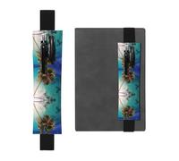 WZYCWB Caribbean Islands Printed Large-Capacity PVC Pen Holder + Creative Diary Pen Bag Set with Elastic Band Anti-Slip Design