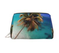 WZYCWB Caribbean Islands Printed Leather Cosmetic Bag for Women - Stylish and Soft, Durable