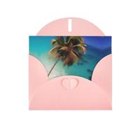 WZYCWB Caribbean Islands Printed Pink Pearlescent Paper Holiday Card with Envelope. Suitable for birthday wishes wedding congratulations and condolences.