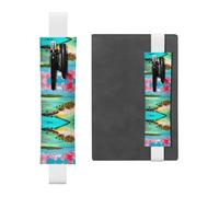 WZYCWB Caribbean Scenery Leather Pen Holder Bookmark, Adjustable Leather Pen Holder, Perfect for Back to School Christmas Gifts