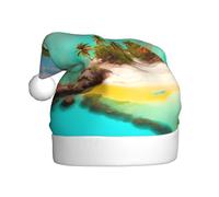 WZYCWB Caribbean Scenery Printed Santa Hats - Perfect for Christmas Eve, New Year's Eve, and Holiday Parties