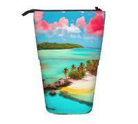 WZYCWB Caribbean Scenery Retractable Storage Container for Pen Holders, Makeup Brush Holders, or Coin Drawstring Bags.