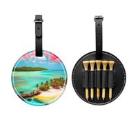 WZYCWB Caribbean Scenery Special Printed Golf tee Storage Bag - Portable Hanging Buckle Design