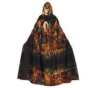WZYCWB Carnival robe costume masquerade, cities and towns patterned hooded cape, suitable for Christmas Halloween role play