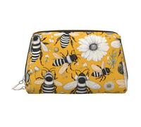 WZYCWB Cartoon bee Printed Leather Cosmetic Bag - Stylish and Portable Cosmetic Storage Bag