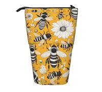 WZYCWB Cartoon bee Printed Retractable Pen Holder Suitable for use as a Simple Cosmetic Bag, Wallet, etc.