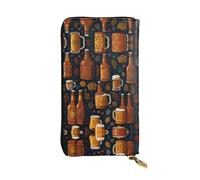 WZYCWB cartoon beer pattern Printed leather wallet, 7.5 x 4.1-inch long credit card holder, portable travel cash wallet