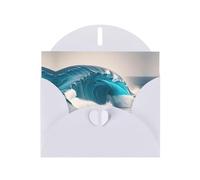 WZYCWB Cartoon blue sea wave Printed White Pearlescent Paper Holiday Card with Envelope. Suitable for birthday wishes wedding congratulations and condolences.
