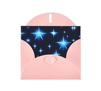 WZYCWB Cartoon blue star Printed Pink Pearlescent Paper Holiday Card with Envelope. Suitable for birthday wishes wedding congratulations and condolences.